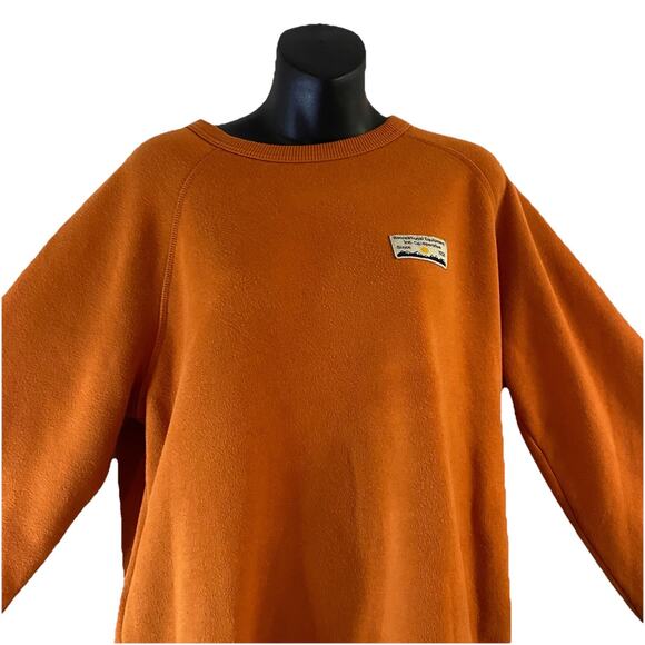 REI Co-op Patch Crewneck Sweatshirt Men sz M Rust Orange Fleece Long Sleeve Hike - Picture 2 of 7